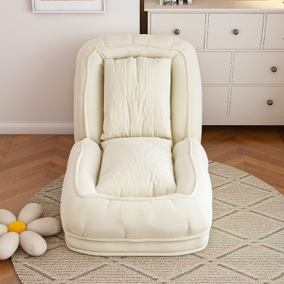 Upholstered Human Dog Sofa Chair with Adjustable Backrest and Pillows, Corduroy Sleeper Chair for Adults and Pets-Baofuwish