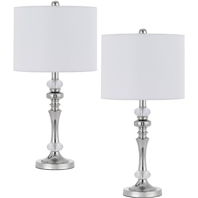 Cal Lighting BO-3097TB-2 60W Effingham Metal Table Lamp with Crystal Font and Hardback Drum Fabric Shade (Sold As Pairs)