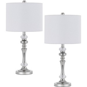 Cal Lighting BO-3097TB-2 60W Effingham Metal Table Lamp with Crystal Font and Hardback Drum Fabric Shade (Sold As Pairs) - 1 of 4