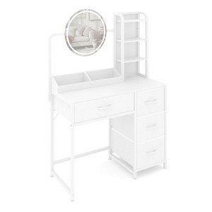 Vanity Desk with Mirror, Makeup Table with 4 Drawers, Large Dressing Table for Women & Girls Bedroom, Modern Storage - 1 of 4
