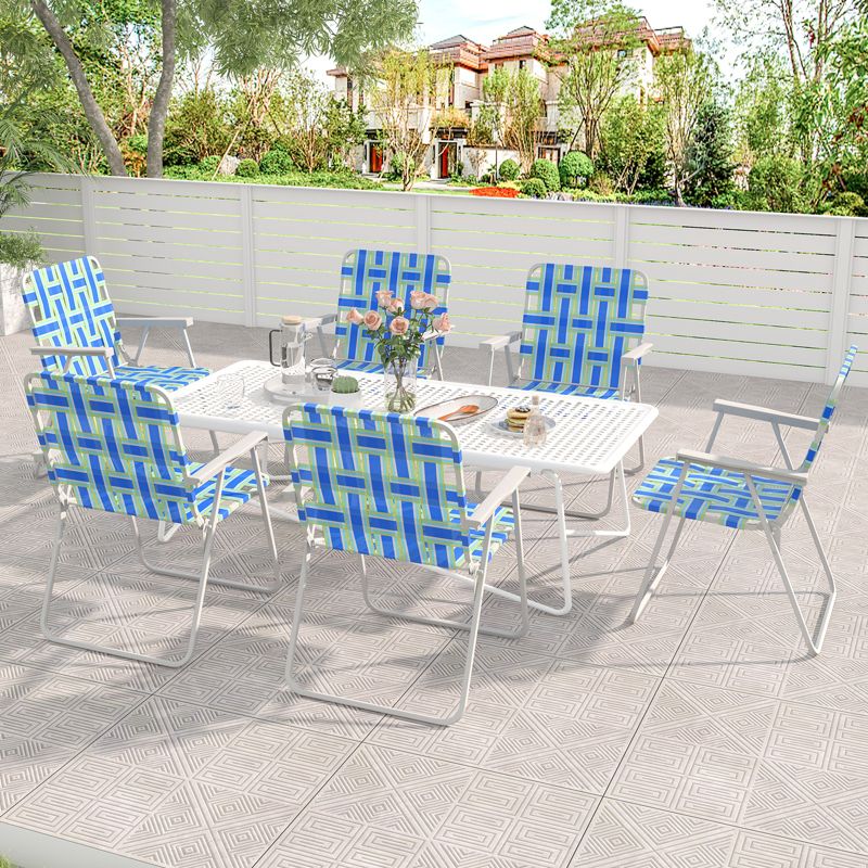 Costway 2/4/6 PCS Folding Beach Chair Camping Lawn Webbing Chair Lightweight 1 Position Blue, 4 of 10