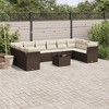 vidaXL 11 Piece Patio Sofa Set with Cushions Brown and Cream Poly Rattan - With Table - 2 of 4
