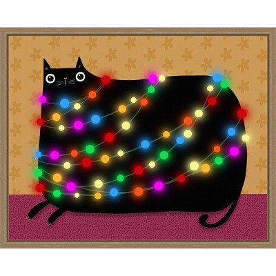 Amanti Art December Cat by Gabriela Avila Canvas Wall Art Print Framed 20-in. W x 16-in. H.