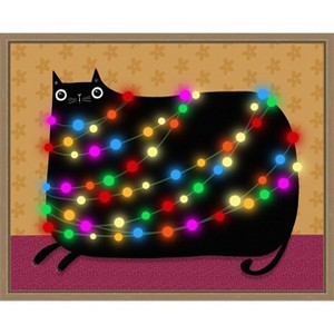 Amanti Art December Cat by Gabriela Avila Canvas Wall Art Print Framed 20-in. W x 16-in. H. - 1 of 4