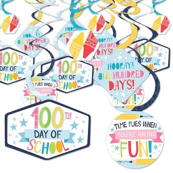 Big Dot of Happiness Happy 100th Day of School - 100 Days Party Hanging Decor - Party Decoration Swirls - Set of 40