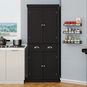 71"H MDF Kitchen Pantry Storage Cabinet with 4 Doors, 1 Drawer, and 2 Adjustable Shelves for Dining Room, Living Room - 1 of 4