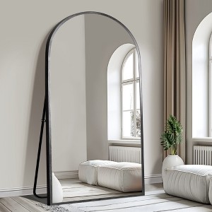 Spassway Arched Metal Full Mirror with Bracket Decorative Freestanding Mirror Accent Wall Mirror for Living Room Bedroom - 1 of 4