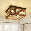 DAKAFUL Wooden 4-Light Flush Mount Ceiling Light ¨C Farmhouse Black Ceiling Lamp for Kitchen Island, Living Room, Bedroom (Bulb Not Included)- Wood - 2 of 4