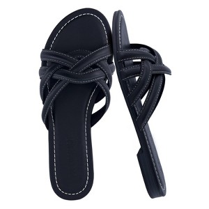 CUSHIONAIRE Laguna Slip-On Sandals for Women with Braided Straps and Cushioned Footbed, Flat Casual Slides - 1 of 4