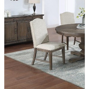 Osparple Patio Dining Chairs Set of 2 Traditional Formal Outdoor Chair with Upholstered Wingback Design Oak Finish for Outside - 1 of 4