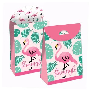Big Dot of Happiness Pink Flamingo - Tropical Summer Gift Favor Bags - Party Goodie Boxes - Set of 12 - 1 of 4