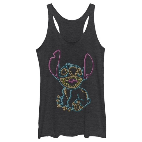 Women's Mickey & Friends Bright Neon Mickey Mouse Outline Racerback Tank Top  : Target