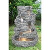 32" Multi Level Natural Rock Fountain with LED Lights Stone Gray - Hi-Line Gift - image 2 of 2