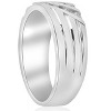 Pompeii3 1/2ct Mens Diamond Wedding Ring Three Row 10k White Gold - 2 of 4
