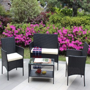 CAVINAS Patio Chairs Set with Coffee Table, Wicker Patio Table and Chairs Set, Modern Porch Furniture for Backyard - 1 of 4
