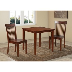 Kings Brand Furniture 3-Piece Solid Wood Dining Set Cappuccino - 1 of 4