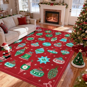 Christmas Rug Festive Dining Room Carpet,Non-Shedding Low Pile Floor Cover,Machine Washable Decorative - 1 of 4