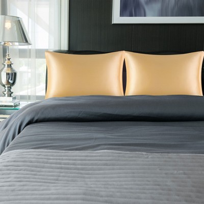 Gold Satin Standard/Queen Pillowcases with Zipper Closure