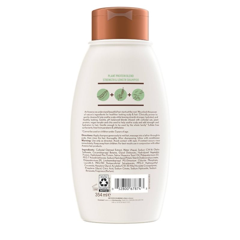 Aveeno Strength &#38; Length Plant Protein Blend Vegan Formula Shampoo - 12 fl oz, 6 of 8