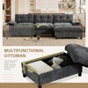 Whisen L-Shape Chenille Sectional Sofa with Movable Ottoman, Storage Armrest, Charging Ports, Cup Holder and Side Pockets, 4-Seat - 3 of 4