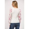 Women's Floral Print Organza Sleeve Cable Knit Sweater - Fate - image 3 of 4