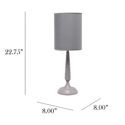 Gray Wash Metal Candlestick Table Lamp with Fabric Shade