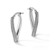 Black Bow Jewelry 3.75mm Glitter Infused Oval Twist Hoops in 14k White Gold, 28mm - 3 of 4