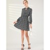 INSPIRE CHIC Women's Smocked Waist Tie Neck Floral Long Sleeve Dress - 3 of 4