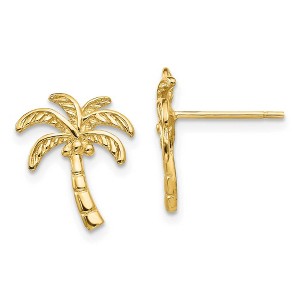 Black Bow Jewelry Coconut Palm Tree Post Earrings in 14k Yellow Gold - 1 of 4