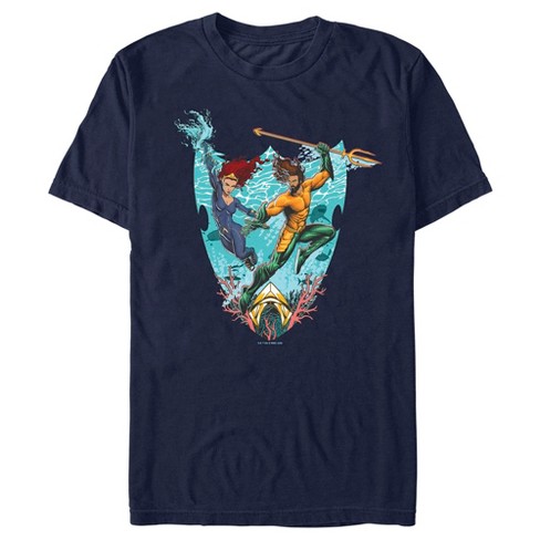 Men s Aquaman and the Lost Kingdom Mera and Aquaman T Shirt Navy Blue Small