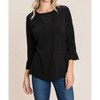 Women's Leopard Velvet Accent Top - Emerald Collection L - 3 of 4