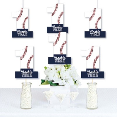 Big Dot of Happiness 1st Birthday Batter Up - Baseball - One Shaped Decorations DIY First Birthday Party Essentials - Set of 20