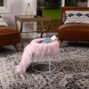 BirdRock Home Round Pink Faux Fur Foot Stool Storage Ottoman with White Legs - 3 of 4