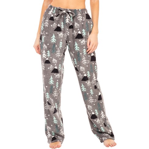 ADR Women's Plush Fleece Pajama Bottoms with Pockets, Winter PJ Lounge  Pants Winter Wonderland 2X Large