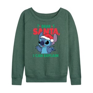 Women's - Lilo and Stitch - Dear Santa I Can Explain Christmas Lightweight French Terry Slouchy - 1 of 4