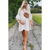 PinkBlush Beige Raw Edge Bell Sleeve Babydoll Maternity Dress - 2 of 4