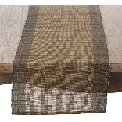 Saro Lifestyle Nubby Texture Border Design Woven Table Runner, 14"x72", Beige