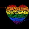 Adult Design By Humans Rainbow Colored String Pride Heart By corndesign T-Shirt - 2 of 2