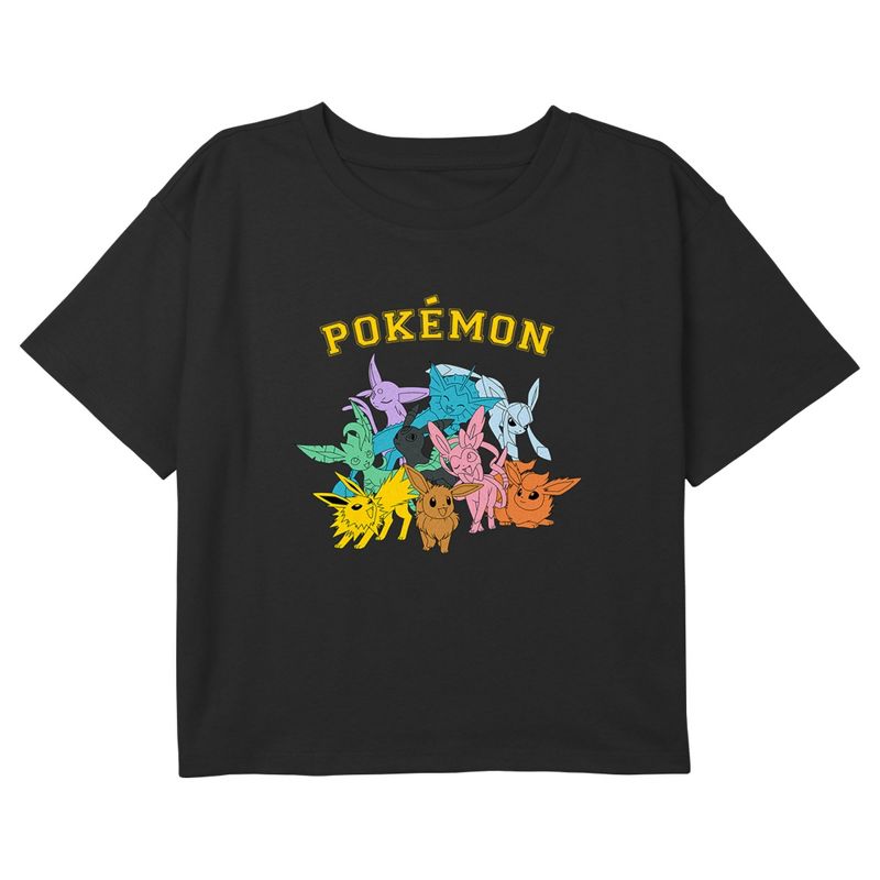 Girl's Pokemon Colorful Eeveelutions T-Shirt, 1 of 4