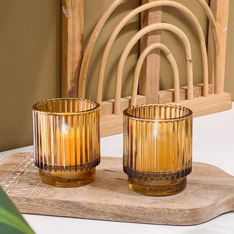 Ribbed Glass Votive Candle Holder (Set of 6), 3 of 9