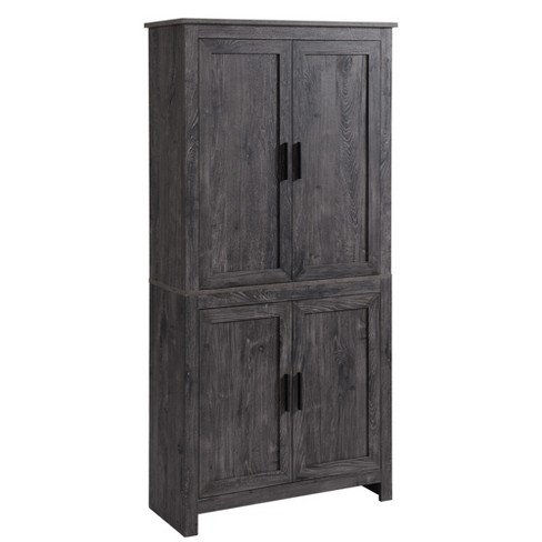 HOMCOM 64 4 Door Kitchen Pantry Freestanding Storage Cabinet with 3 Adjustable Shelves for Kitchen Dining or Living Room Brown