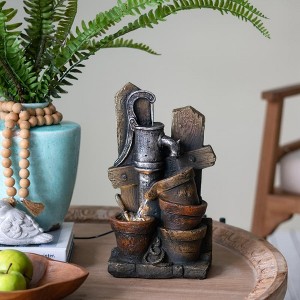 NAYSAYE Fountain Decorative Water Feature Antique Pump Design for Garden Patio Indoor Outdoor, Brown, 3.9"*13.6"*3.3" - 1 of 4