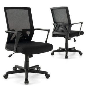 Costway Mesh Office Chair Swivel  Rocking Chair Adjustable w/ Armrests & Lumbar Support - 1 of 4