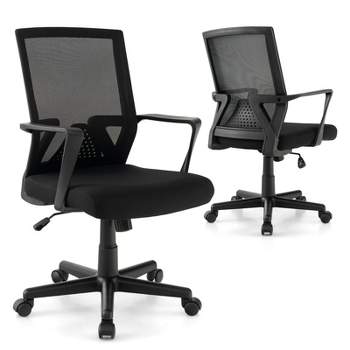 Costway Mesh Office Chair Swivel  Rocking Chair Adjustable w/ Armrests & Lumbar Support