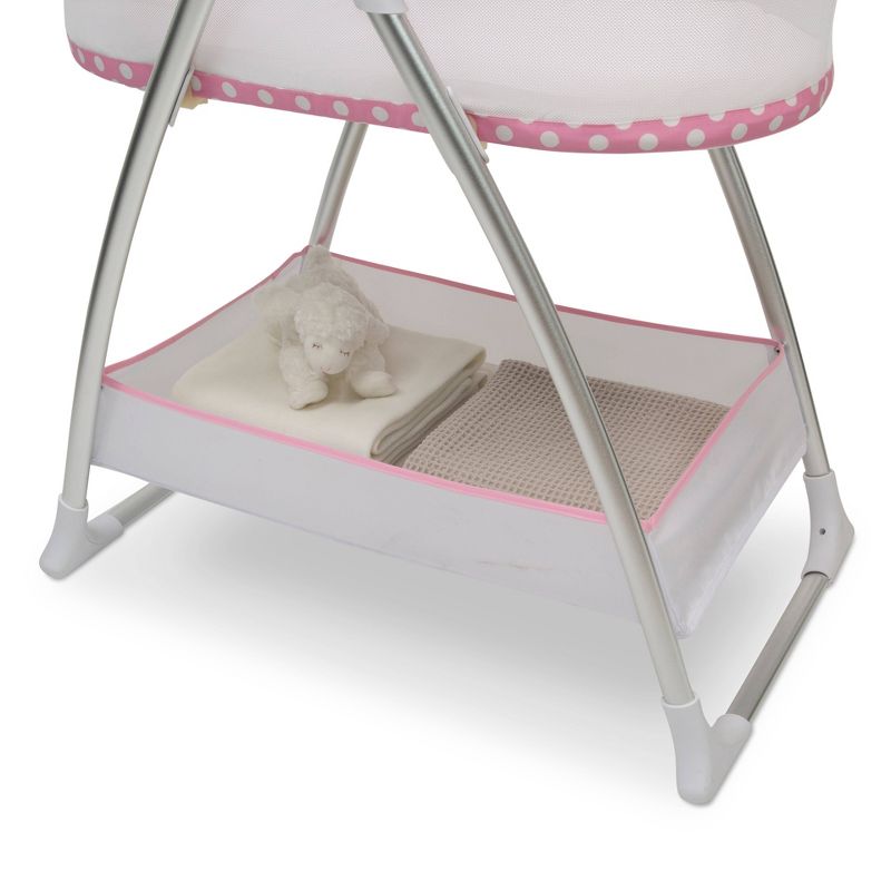 Delta Children Disney Minnie Mouse Bassinet with Rotating Mobile Arm, Vibration, Nightlight and Music - White/Pink, 6 of 9