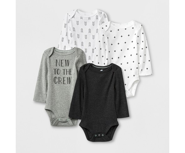 Baby 4pk Long Sleeve Bodysuit - Cloud Island&#153; 6-9M