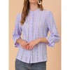 INSPIRE CHIC Women's Ruffle 3/4 Sleeve Solid Button Front Eyelet Embroidery Blouse Shirts - 2 of 4