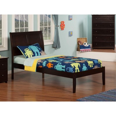 AFI Furnishings Portland Twin Extra Long Platform Bed with Open Footboard and Turbo Charger in Espresso