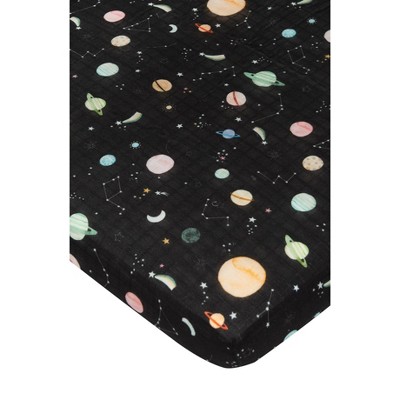 Loulou Lollipop Muslin Fitted Crib Sheet - Planets