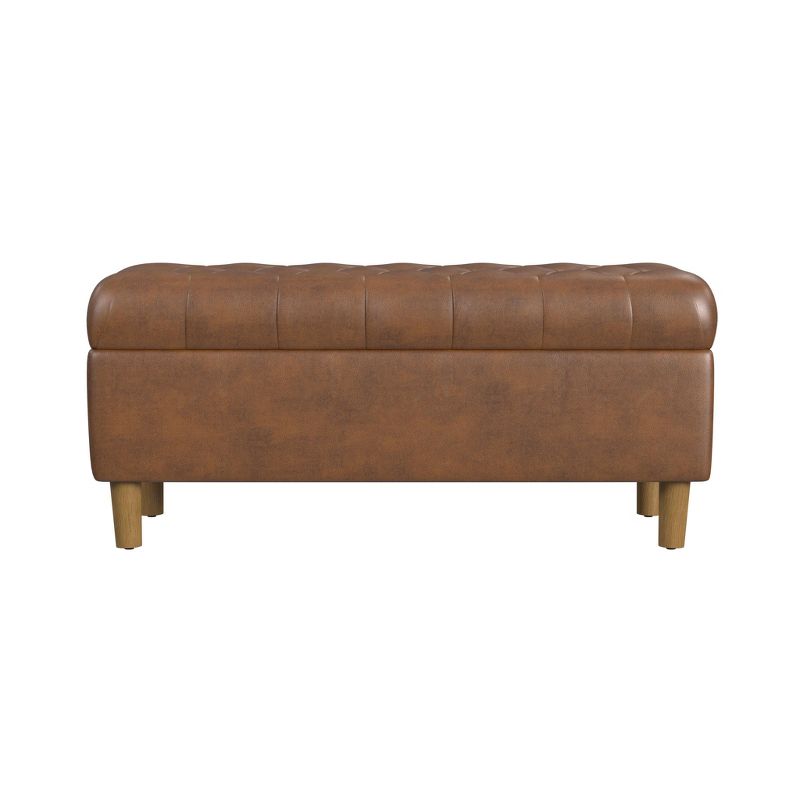 Button Tufted Storage Bench with Cone Wood Legs - HomePop, 1 of 9